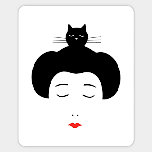 Geisha and Cat Sticker